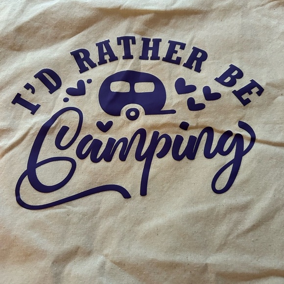 Camping Themed Tote Bag with Purple Print - handcrafted- new - Picture 3 of 5